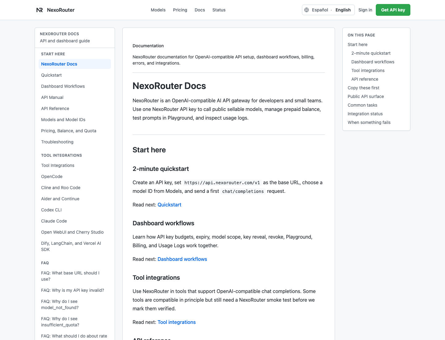 NexoRouter docs home
